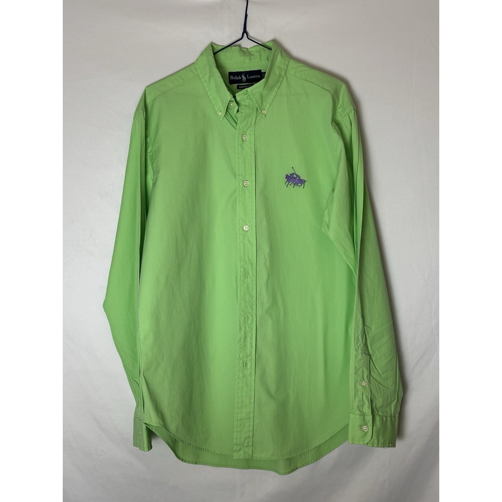 VTG Ralph Lauren Dual Match Pony Shirt‎ Green Long Sleeve Classic Fit M